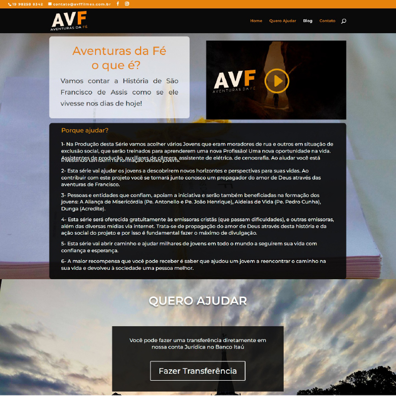 Site Aventuras da Fé